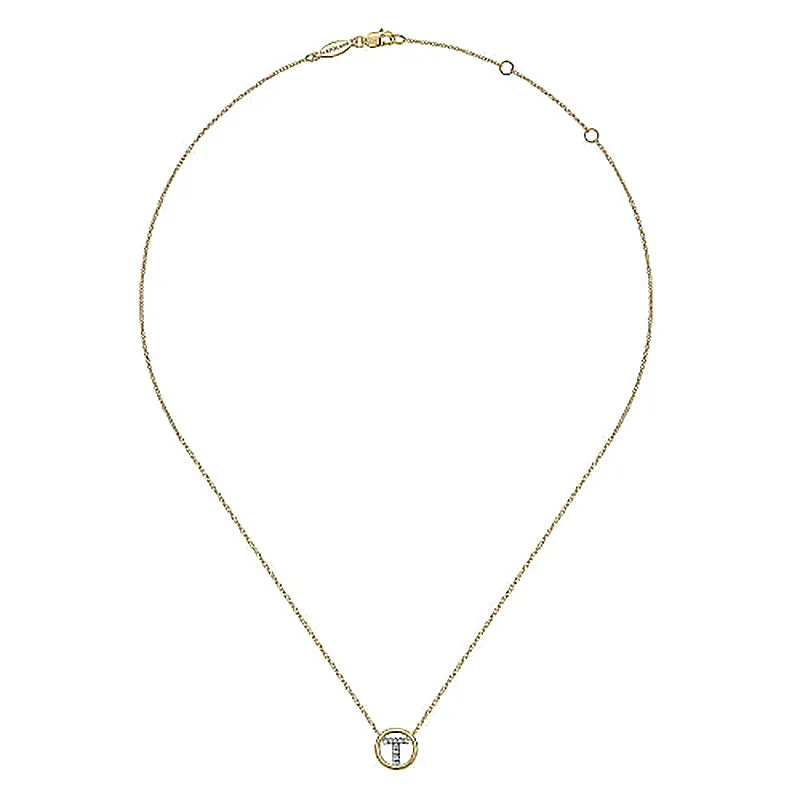 Round Pavé Initial T Pendant Necklace sold by MSBLUE Jewelry product image thumbnail 4