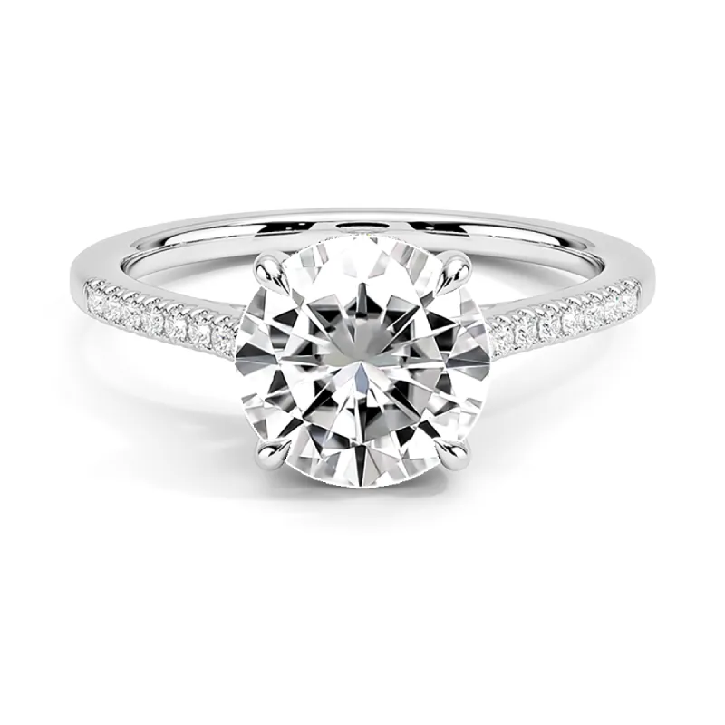 Four-Prong Round Cut Engagement Ring With Hidden Halo sold by MSBLUE Jewelry
