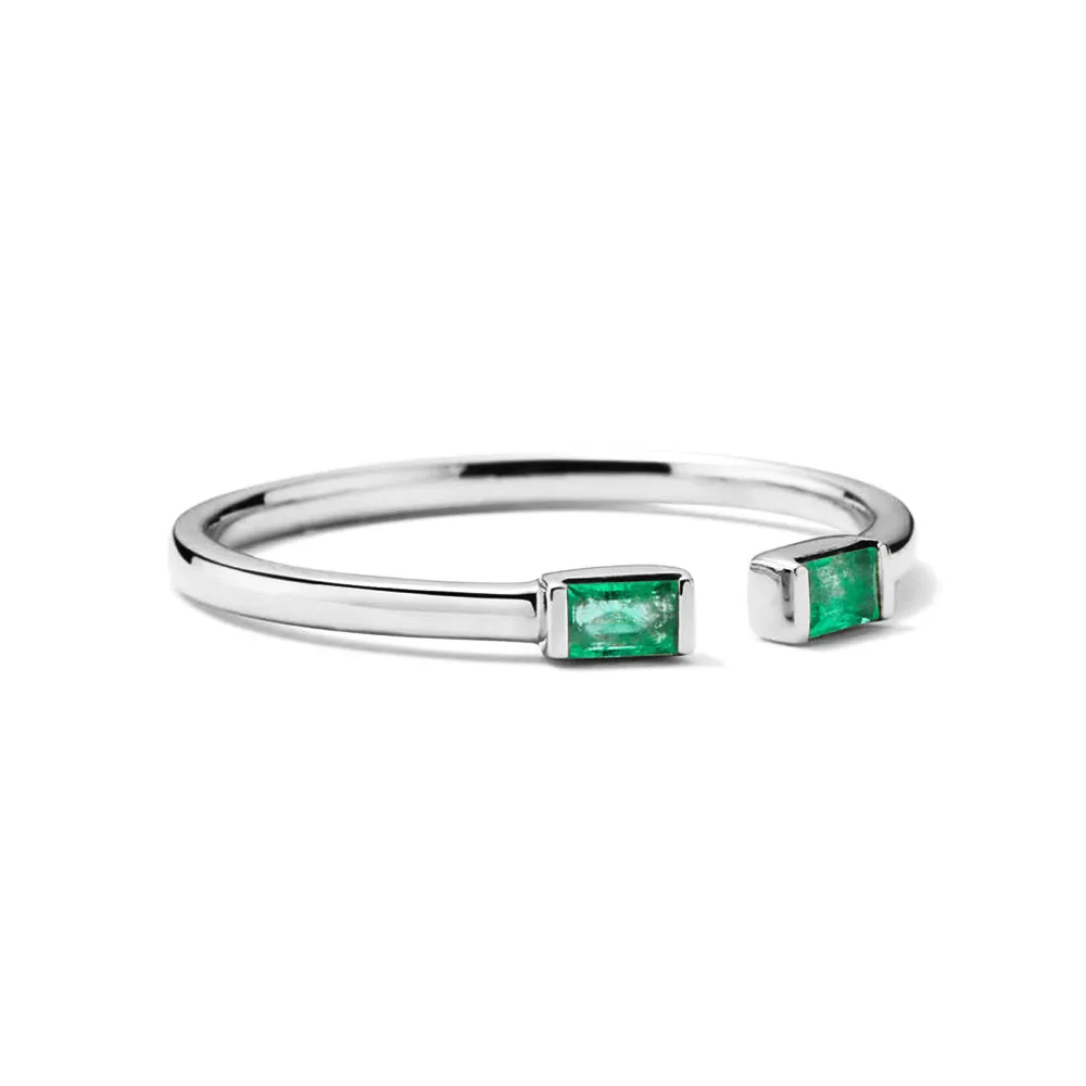 Lab Grown Baguette Emerald Open Ring sold by MSBLUE Jewelry product image thumbnail 5