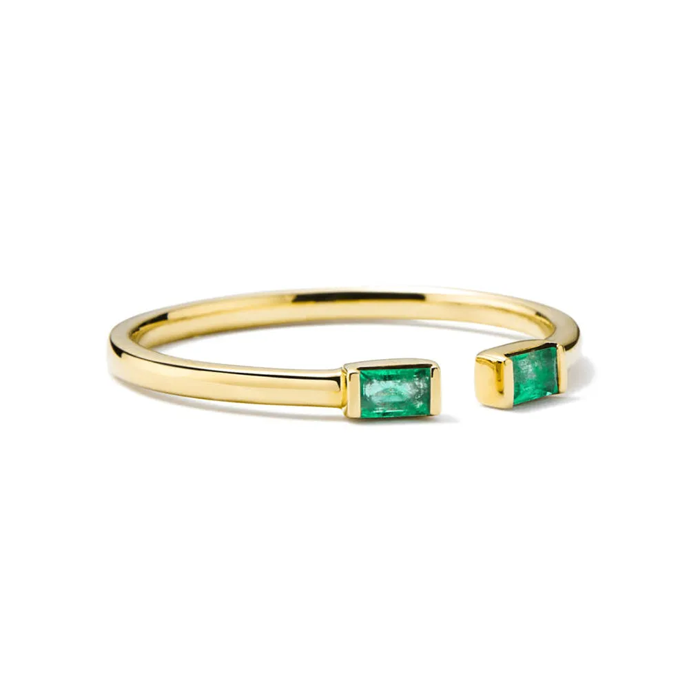 Lab Grown Baguette Emerald Open Ring sold by MSBLUE Jewelry product image thumbnail 3