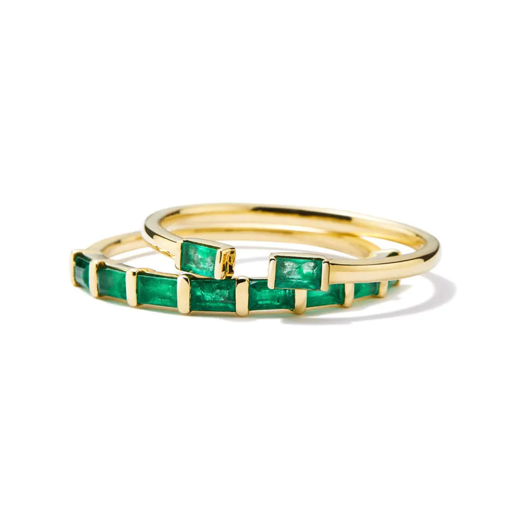 Lab Grown Baguette Emerald Open Ring sold by MSBLUE Jewelry product image thumbnail 4