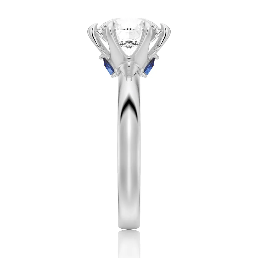 2 CT. Knife Edge 6 Prong Round Moissanite Engagement Ring With Hidden Sapphire sold by MSBLUE Jewelry product image thumbnail 4