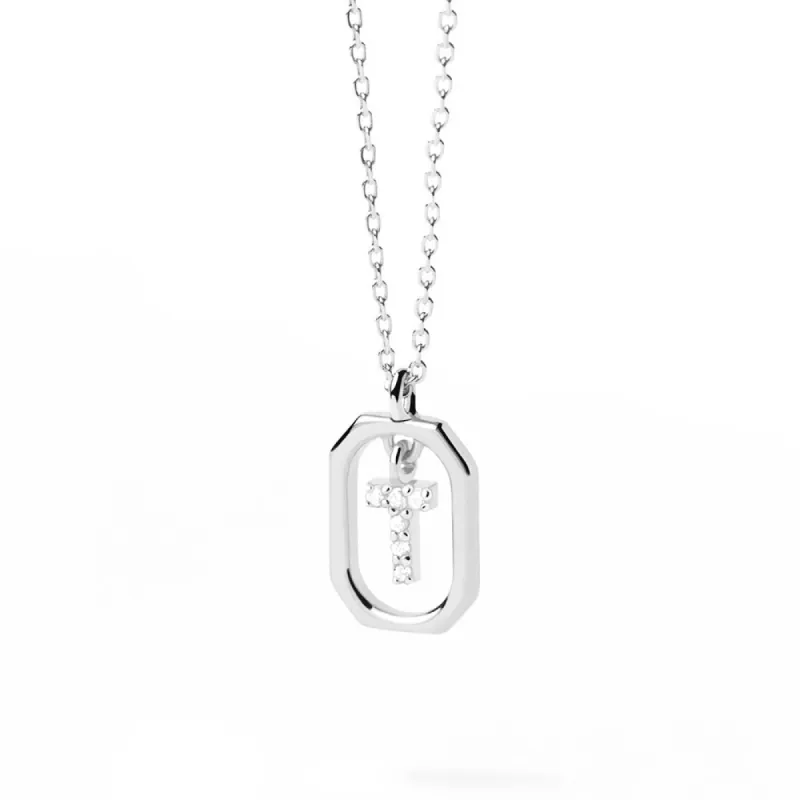 Moissanite Initial T Dangle Pendant Necklace sold by MSBLUE Jewelry