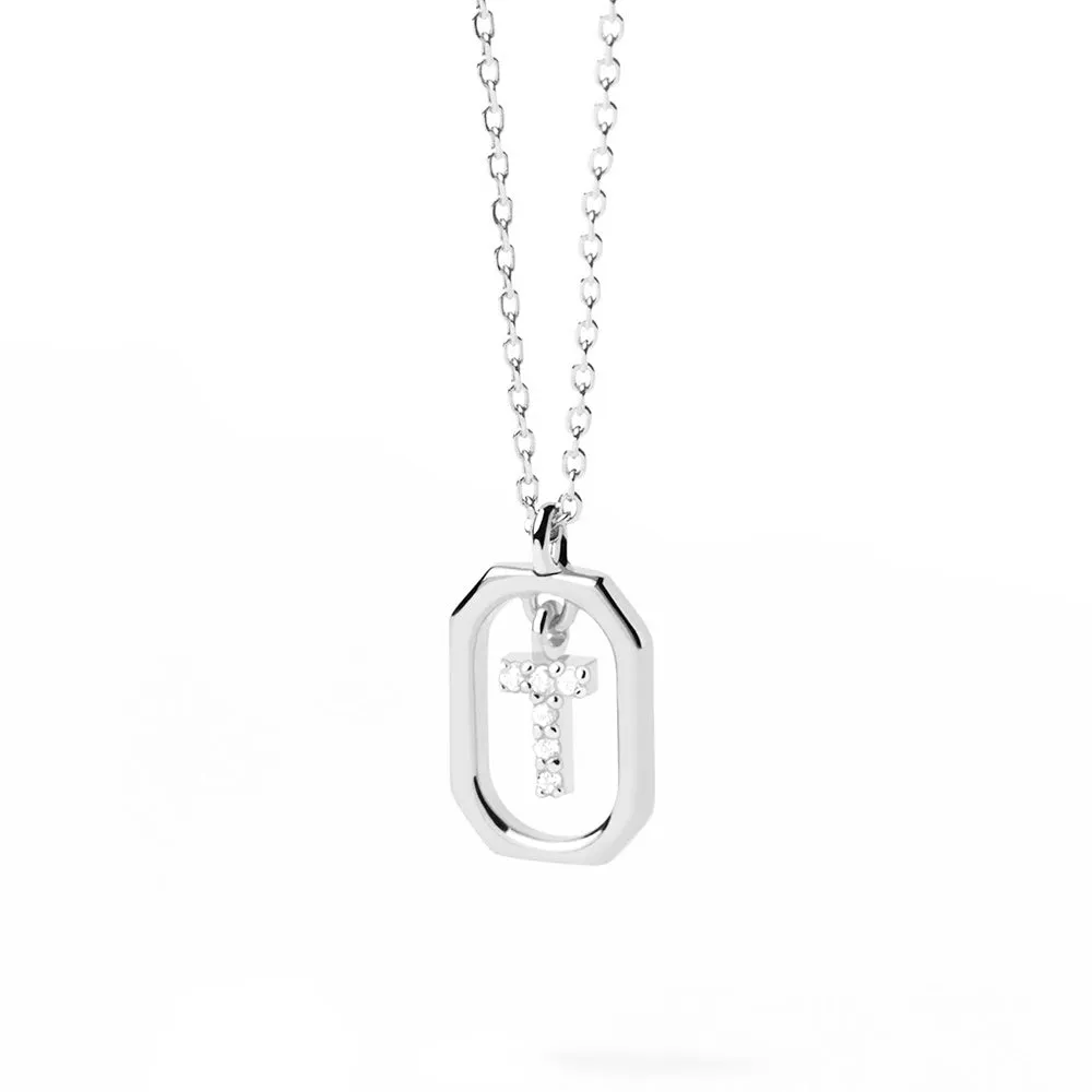 Moissanite Initial T Dangle Pendant Necklace sold by MSBLUE Jewelry