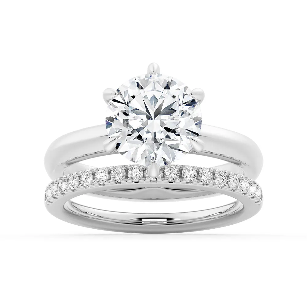 2 CT. Knife Edge 6 Prong Round Moissanite Engagement Ring With Hidden Sapphire sold by MSBLUE Jewelry product image thumbnail 5