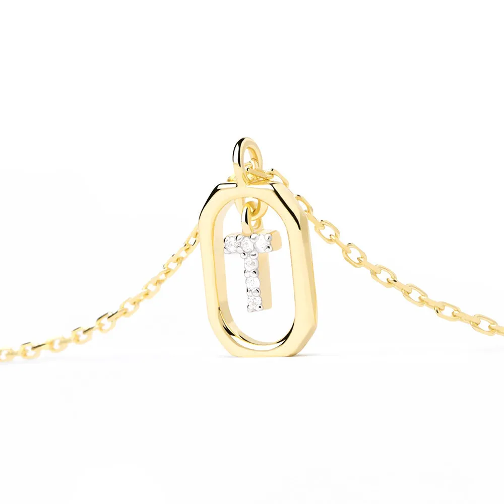 Moissanite Initial T Dangle Pendant Necklace sold by MSBLUE Jewelry product image thumbnail 4