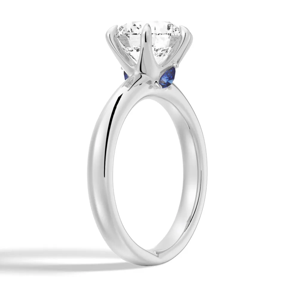 2 CT. Knife Edge 6 Prong Round Moissanite Engagement Ring With Hidden Sapphire sold by MSBLUE Jewelry product image thumbnail 3