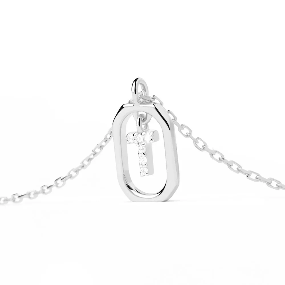 Moissanite Initial T Dangle Pendant Necklace sold by MSBLUE Jewelry product image thumbnail 3