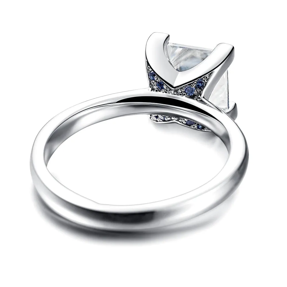 2 CT. Princess Cut Moissanite Engagement Ring With Hidden Sapphires sold by MSBLUE Jewelry product image thumbnail 2