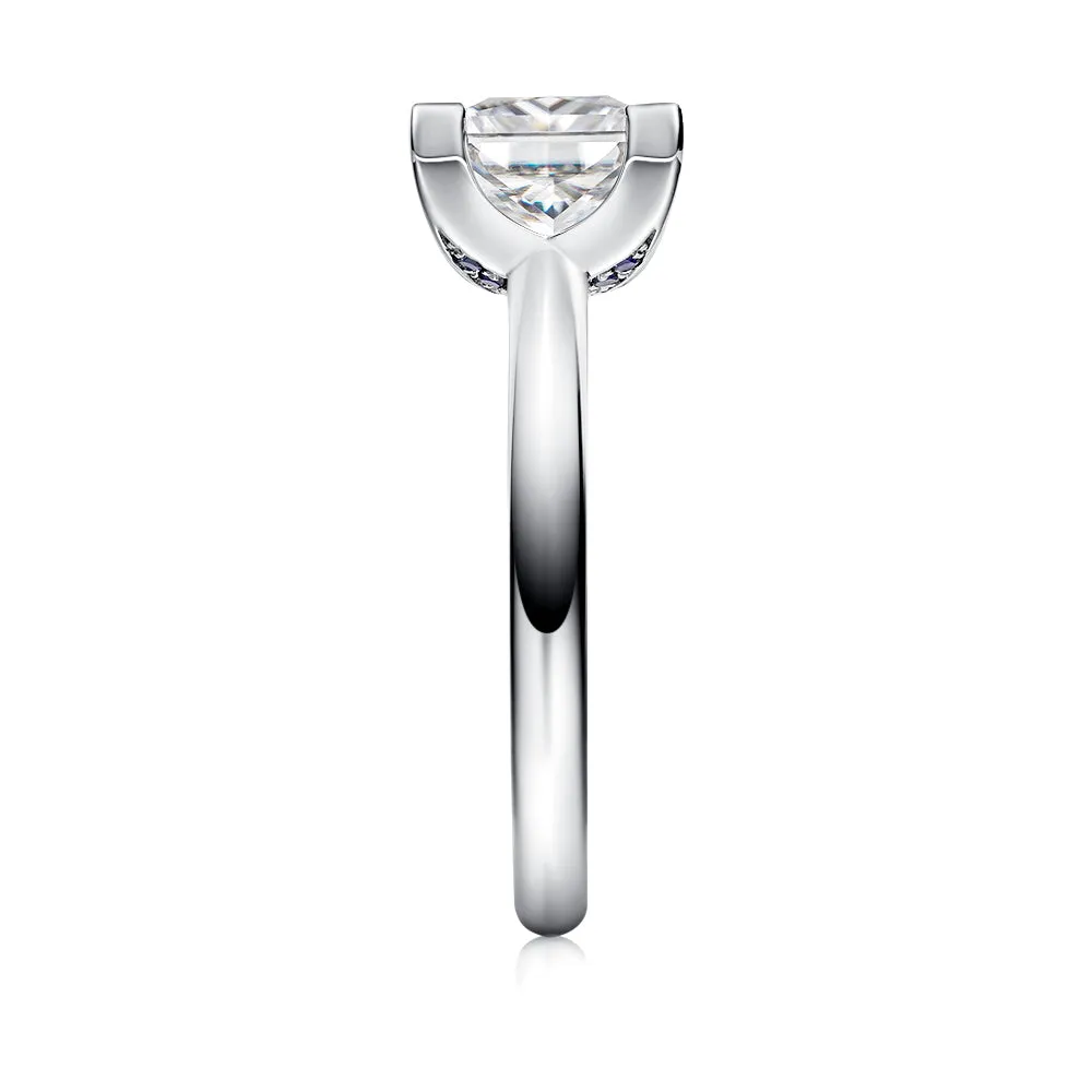 2 CT. Princess Cut Moissanite Engagement Ring With Hidden Sapphires sold by MSBLUE Jewelry product image thumbnail 5