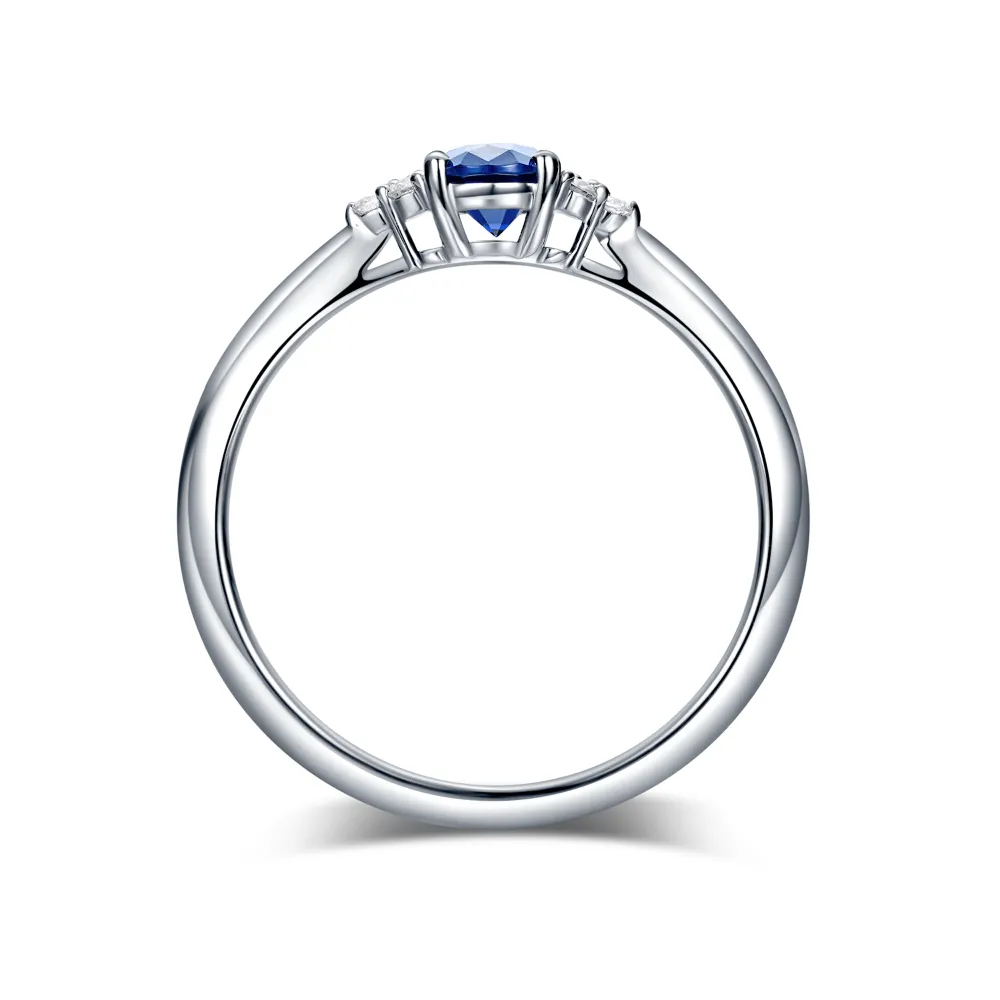 2.5 CT. Oval Sapphire Ring with Trio White Sapphire Accents sold by MSBLUE Jewelry product image thumbnail 3
