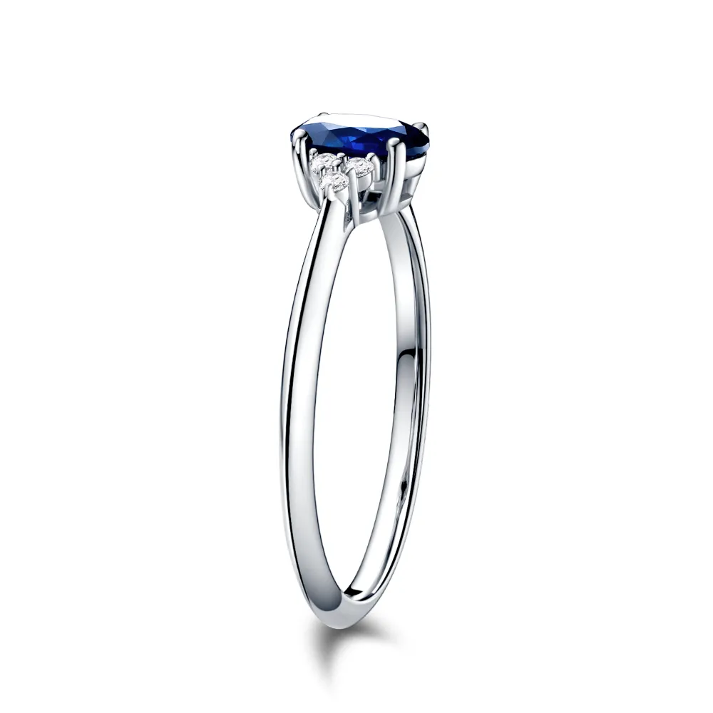 2.5 CT. Oval Sapphire Ring with Trio White Sapphire Accents sold by MSBLUE Jewelry product image thumbnail 4