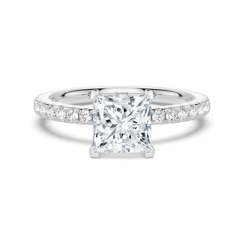 1.5 CT. Side Stone Princess Cut Engagement Ring sold by MSBLUE Jewelry