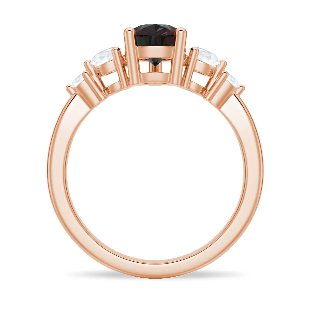 1.5 CT. Pear Shaped Alexandrite Engagement Ring With Moonstone Accents sold by MSBLUE Jewelry product image thumbnail 4