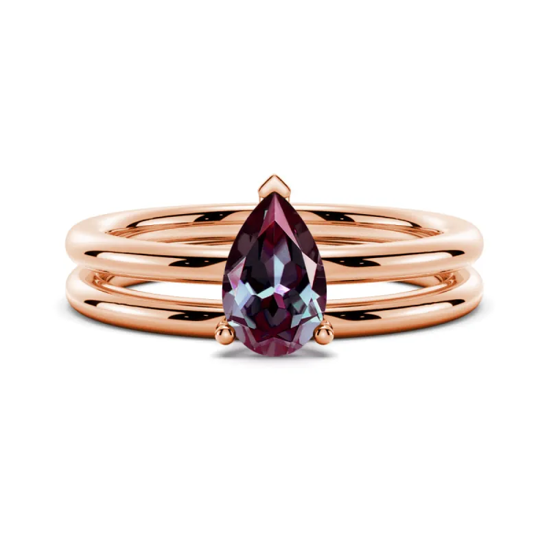 1 CT. Pear Shaped Alexandrite Engagement Ring Set sold by MSBLUE Jewelry