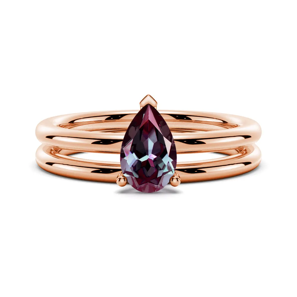 1 CT. Pear Shaped Alexandrite Engagement Ring Set sold by MSBLUE Jewelry