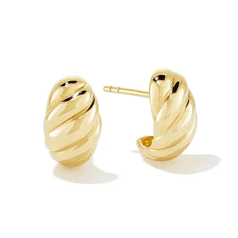 Bold Croissant Scalloped Semi Hoop Earrings sold by MSBLUE Jewelry