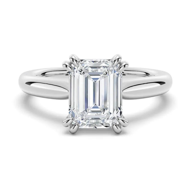 Emerald-Cut Solitaire Moissanite Engagement Ring sold by MSBLUE Jewelry