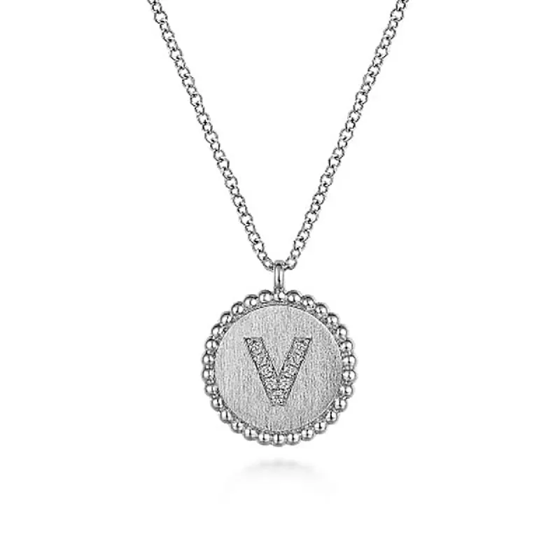 Initial V Medallion Necklace sold by MSBLUE Jewelry