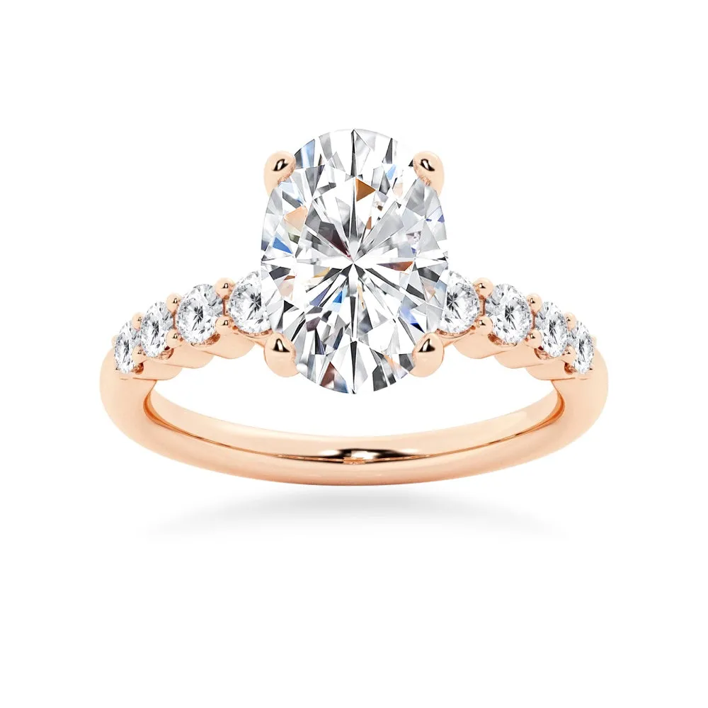 Classic Shared-Prong Oval Cut Engagement Ring sold by MSBLUE Jewelry product image thumbnail 3