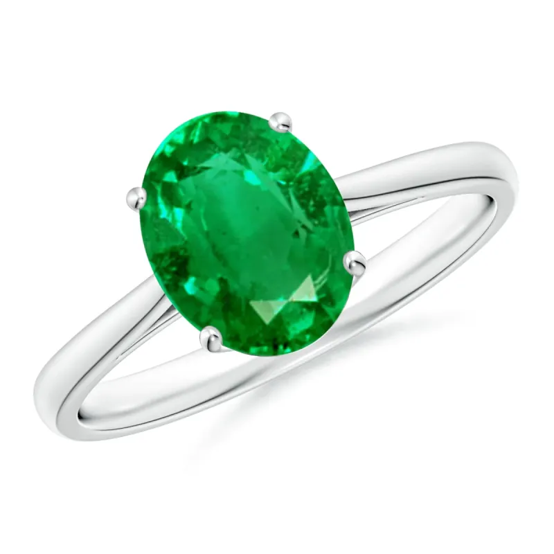 3 CT. Classic Solitaire Oval Emerald Ring sold by MSBLUE Jewelry