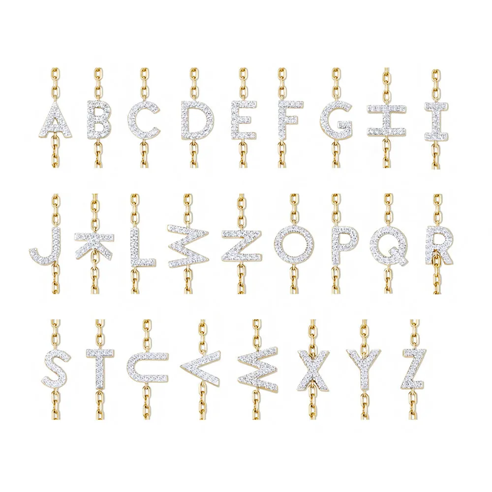 Pavé Lab Grown Diamond Initial Bracelet sold by MSBLUE Jewelry product image thumbnail 4