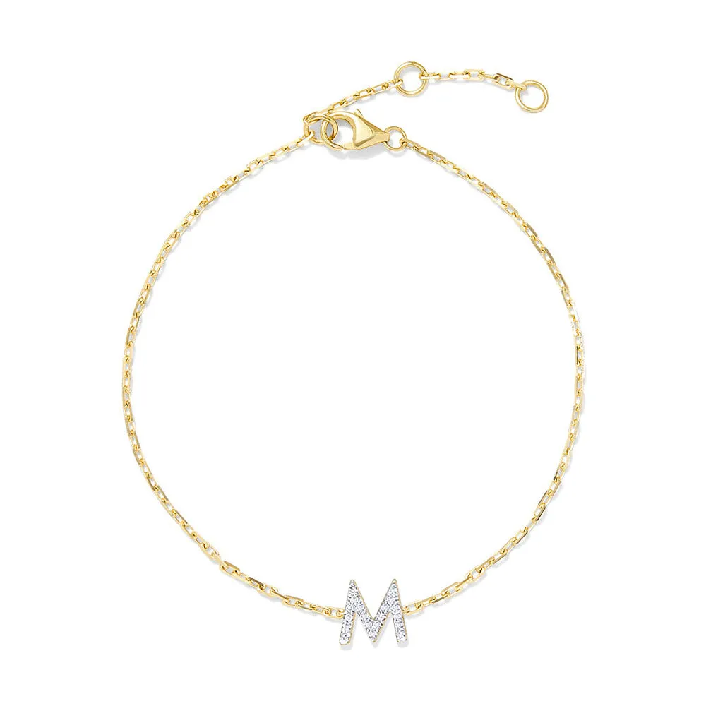 Pavé Lab Grown Diamond Initial Bracelet sold by MSBLUE Jewelry