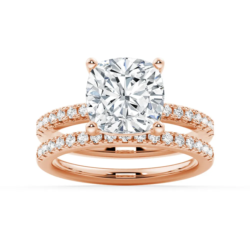 Cushion Shaped Moissanite Ring Set with Matching Wedding Band sold by MSBLUE Jewelry product image thumbnail 3