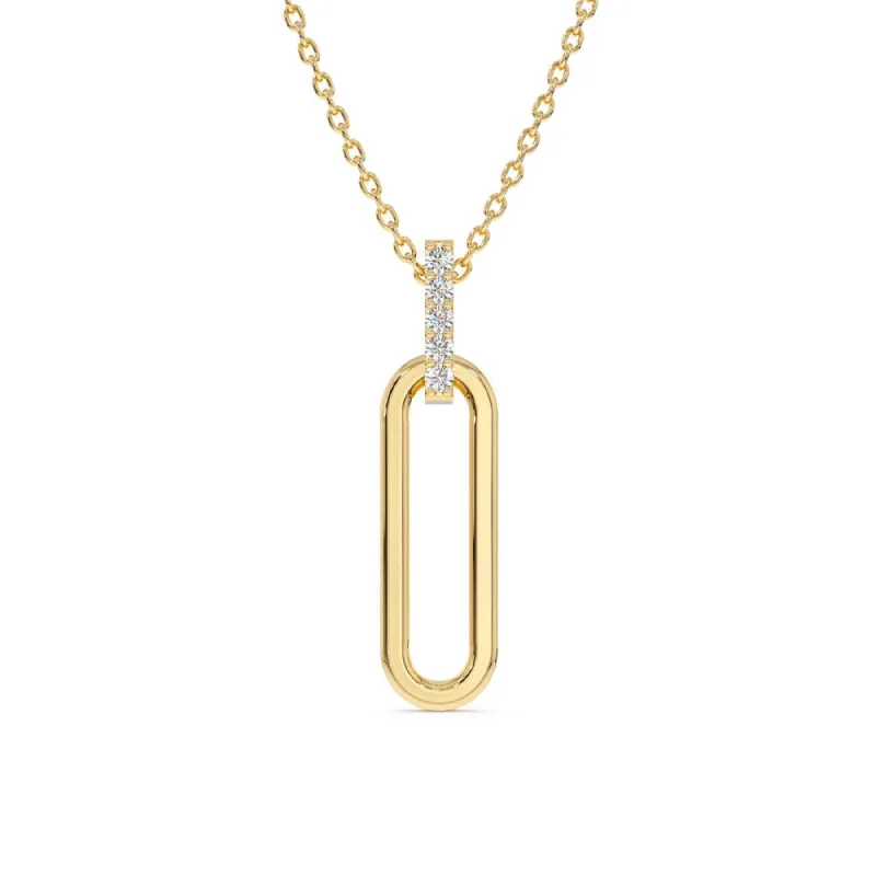 Pavé Lab Grown Diamond Paper Clip Link Pendant Necklace sold by MSBLUE Jewelry