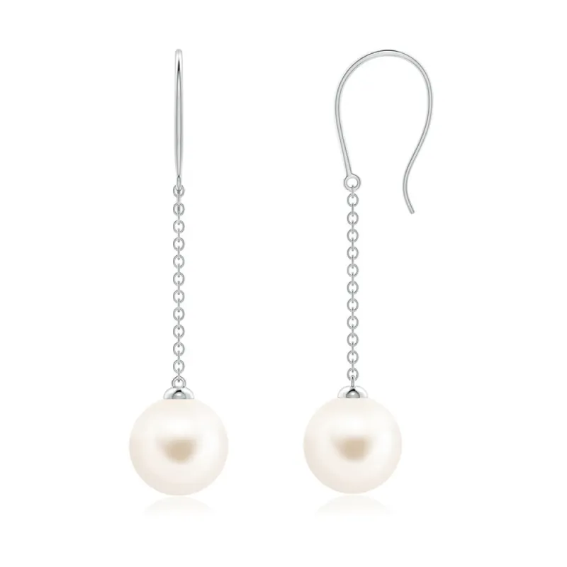 8mm Dangling Solitaire Freshwater Cultured Pearl Earrings sold by MSBLUE Jewelry