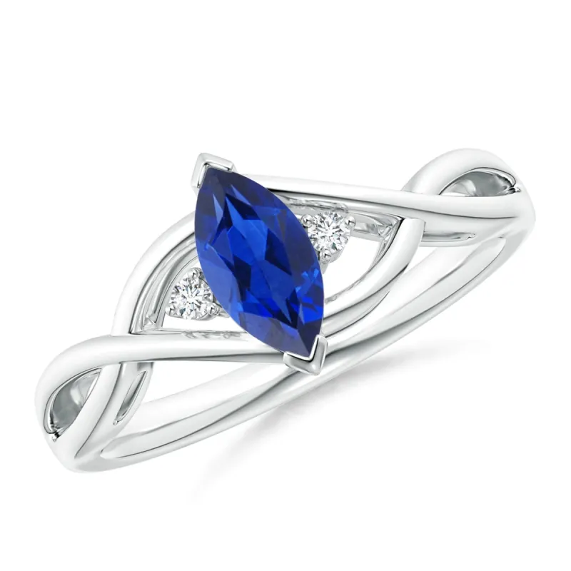 1 CT. Marquise Sapphire Three Stone Infinity Ring sold by MSBLUE Jewelry