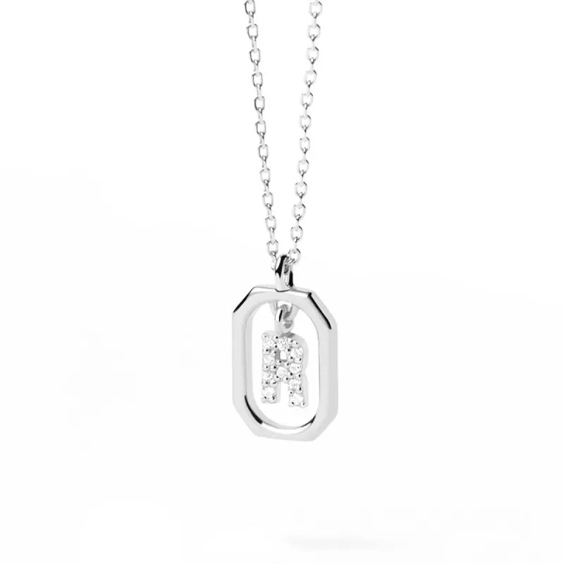 Moissanite Initial R Dangle Pendant Necklace sold by MSBLUE Jewelry