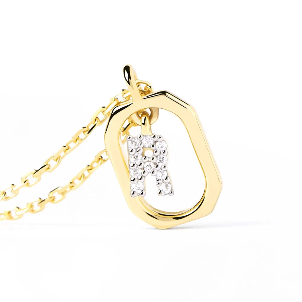 Moissanite Initial R Dangle Pendant Necklace sold by MSBLUE Jewelry product image thumbnail 4