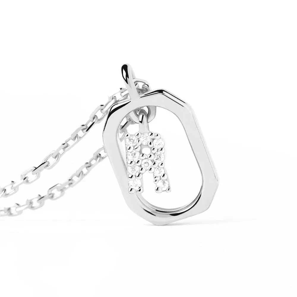 Moissanite Initial R Dangle Pendant Necklace sold by MSBLUE Jewelry product image thumbnail 3