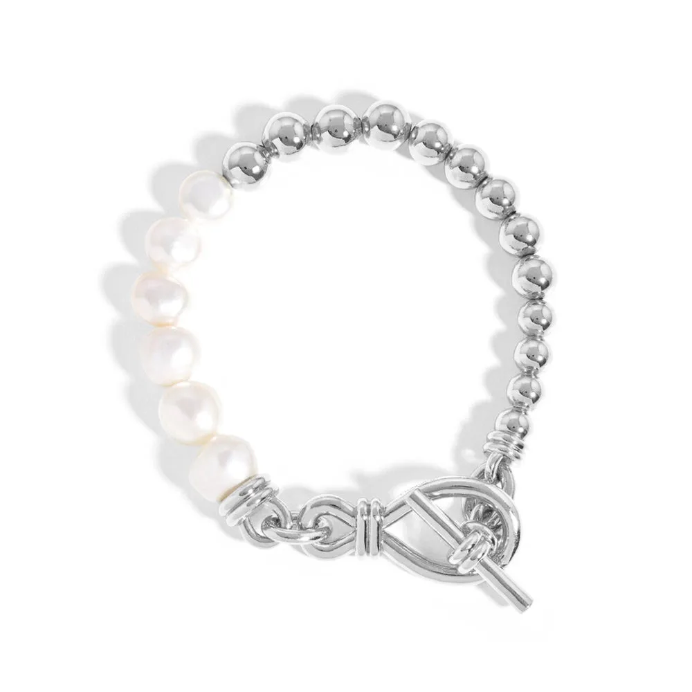 6mm Freshwater Cultured Pearl Beaded Bar Bracelet sold by MSBLUE Jewelry