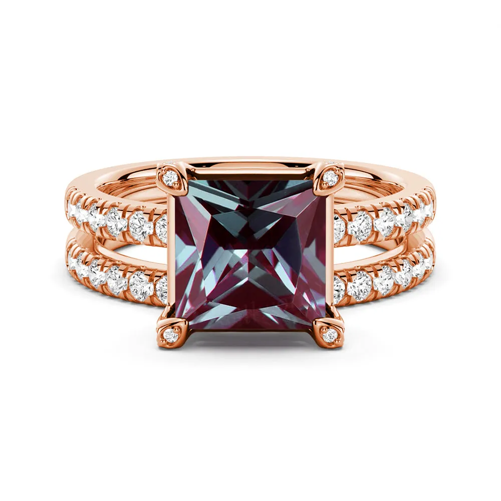 3 CT. Princess Cut Alexandrite Engagement Ring Set sold by MSBLUE Jewelry