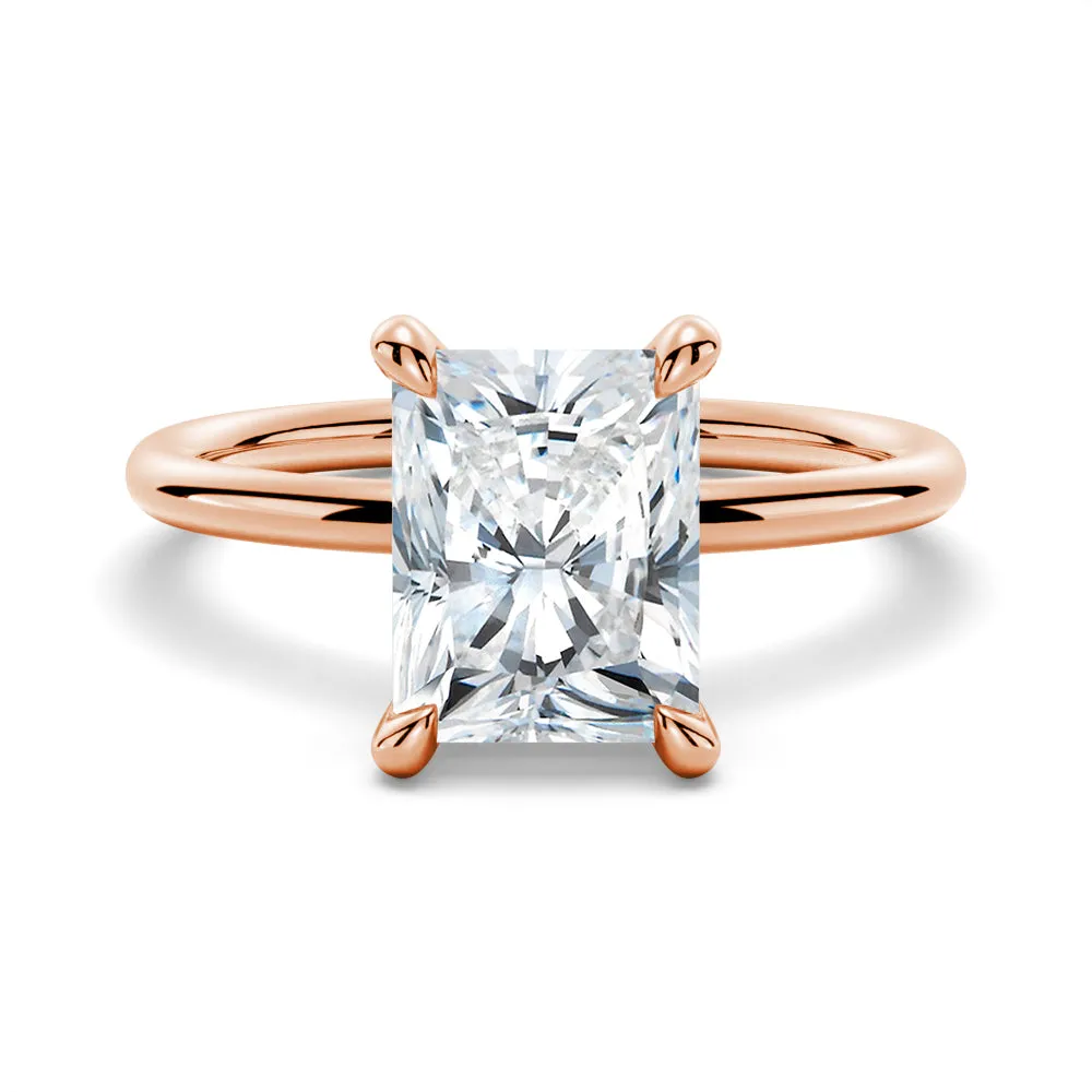 Four-Prong Radiant Cut Engagement Ring With Hidden Halo sold by MSBLUE Jewelry product image thumbnail 3
