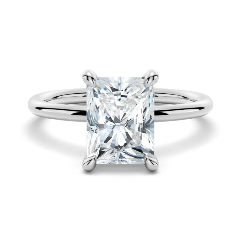 Four-Prong Radiant Cut Engagement Ring With Hidden Halo made by MSBLUE Jewelry