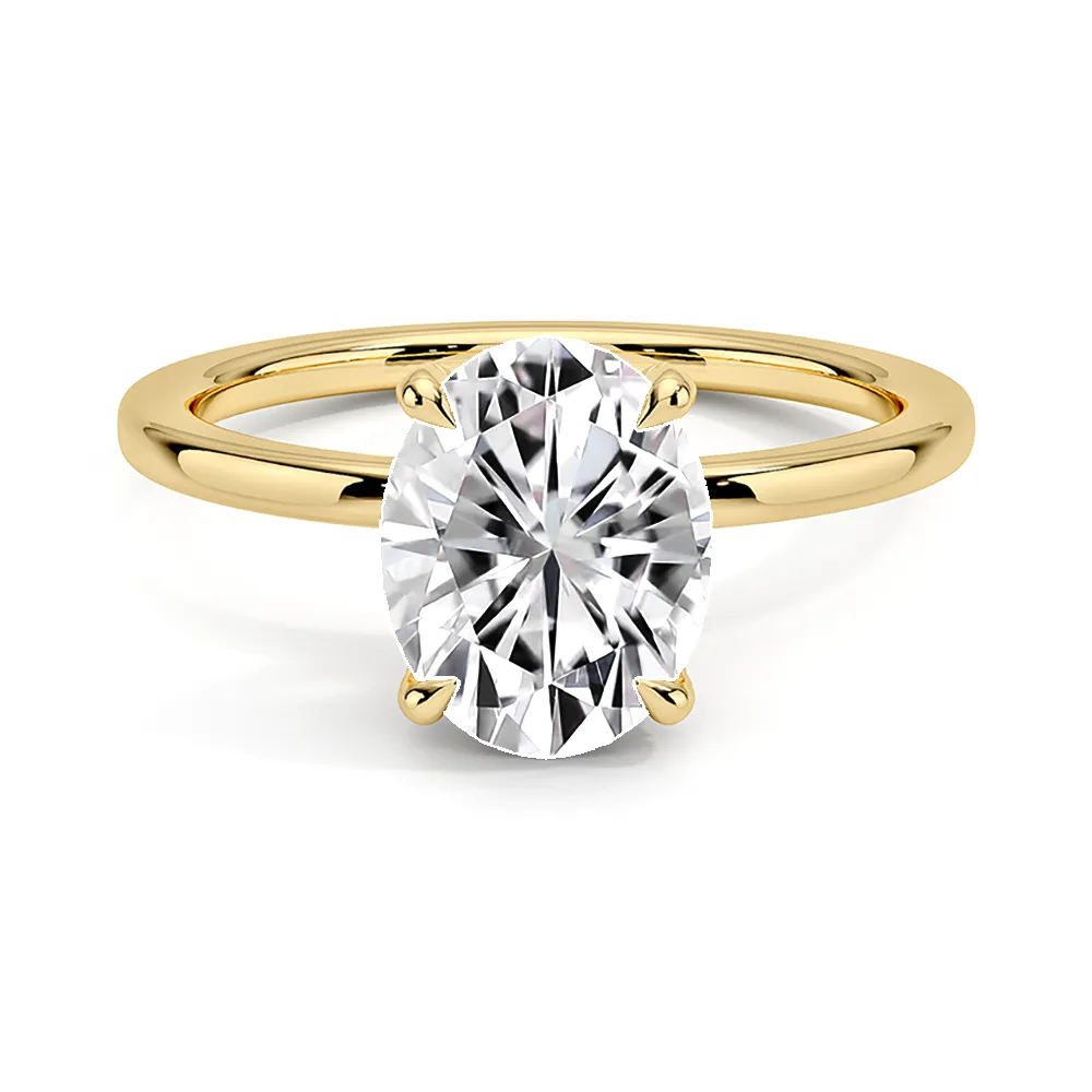 Solitaire Oval Cut Engagement Ring With Hidden Pavé Halo sold by MSBLUE Jewelry product image thumbnail 2