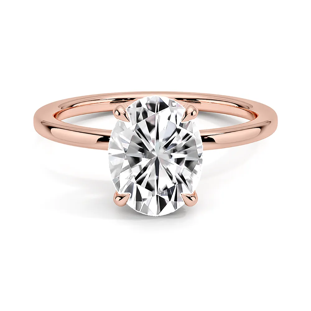 Solitaire Oval Cut Engagement Ring With Hidden Pavé Halo sold by MSBLUE Jewelry product image thumbnail 3