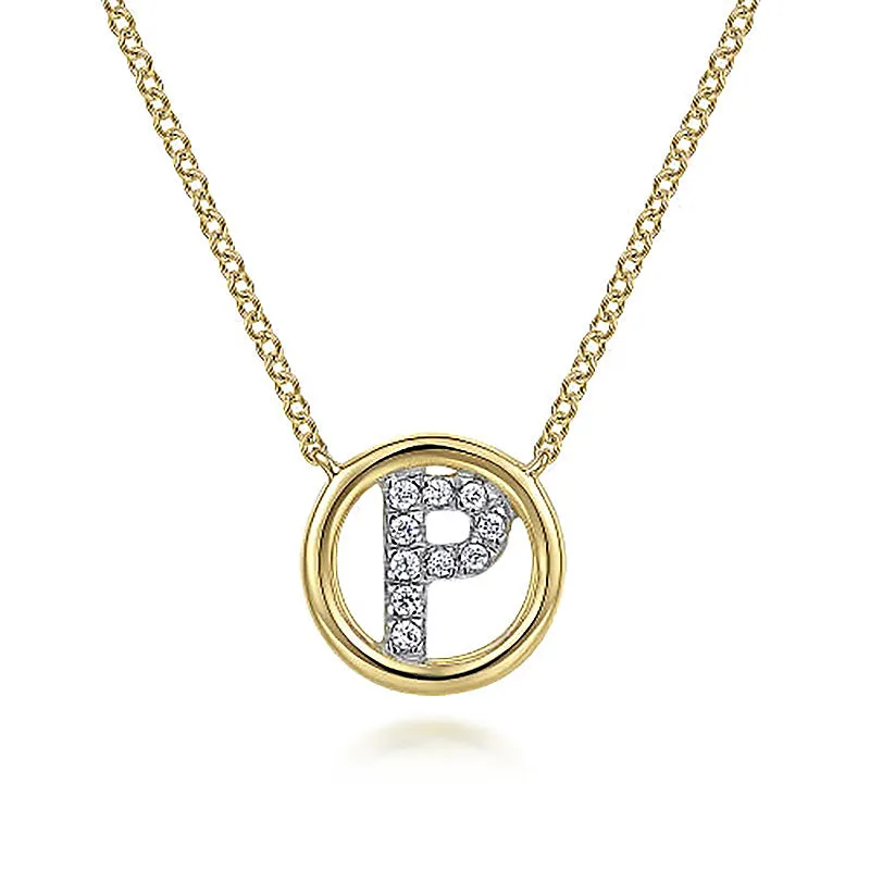Round Pavé Initial P Pendant Necklace sold by MSBLUE Jewelry product image thumbnail 2