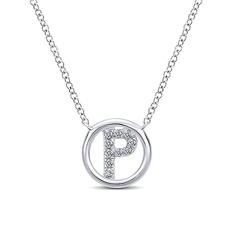 Round Pavé Initial P Pendant Necklace sold by MSBLUE Jewelry