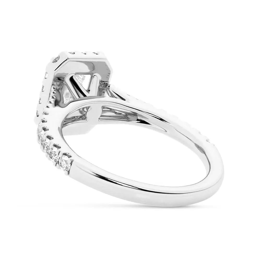 NEW Emerald Cut Split-Shank Moissanite Halo Engagement Ring sold by MSBLUE Jewelry product image thumbnail 5