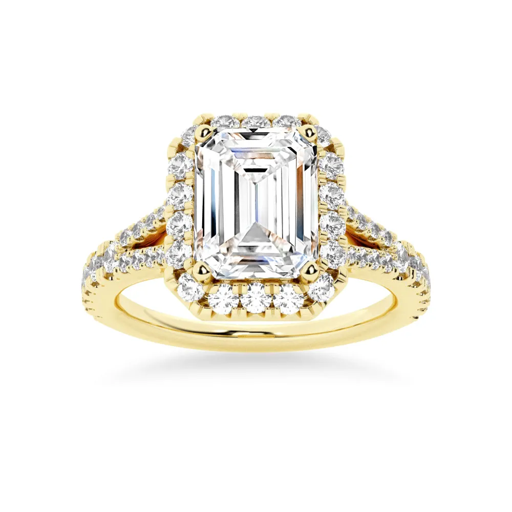 NEW Emerald Cut Split-Shank Moissanite Halo Engagement Ring sold by MSBLUE Jewelry product image thumbnail 2