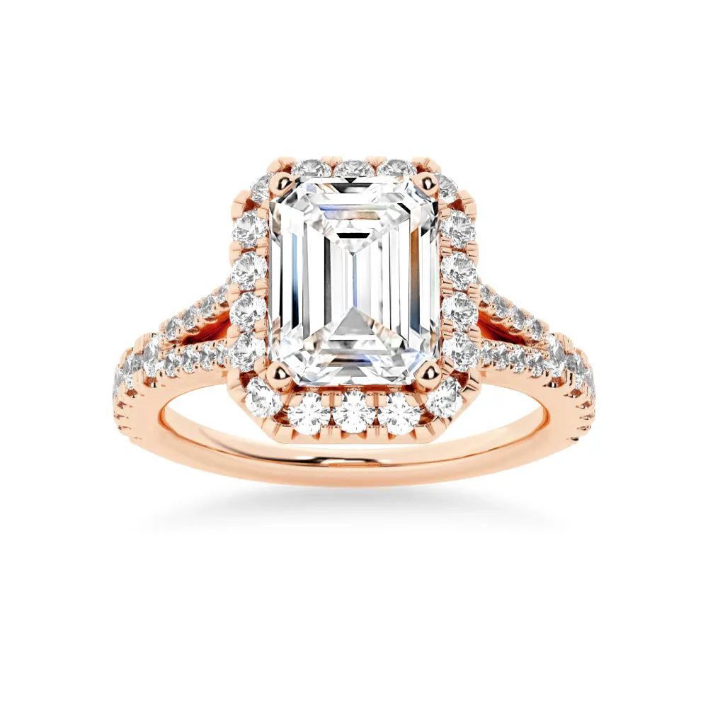 NEW Emerald Cut Split-Shank Moissanite Halo Engagement Ring sold by MSBLUE Jewelry product image thumbnail 3
