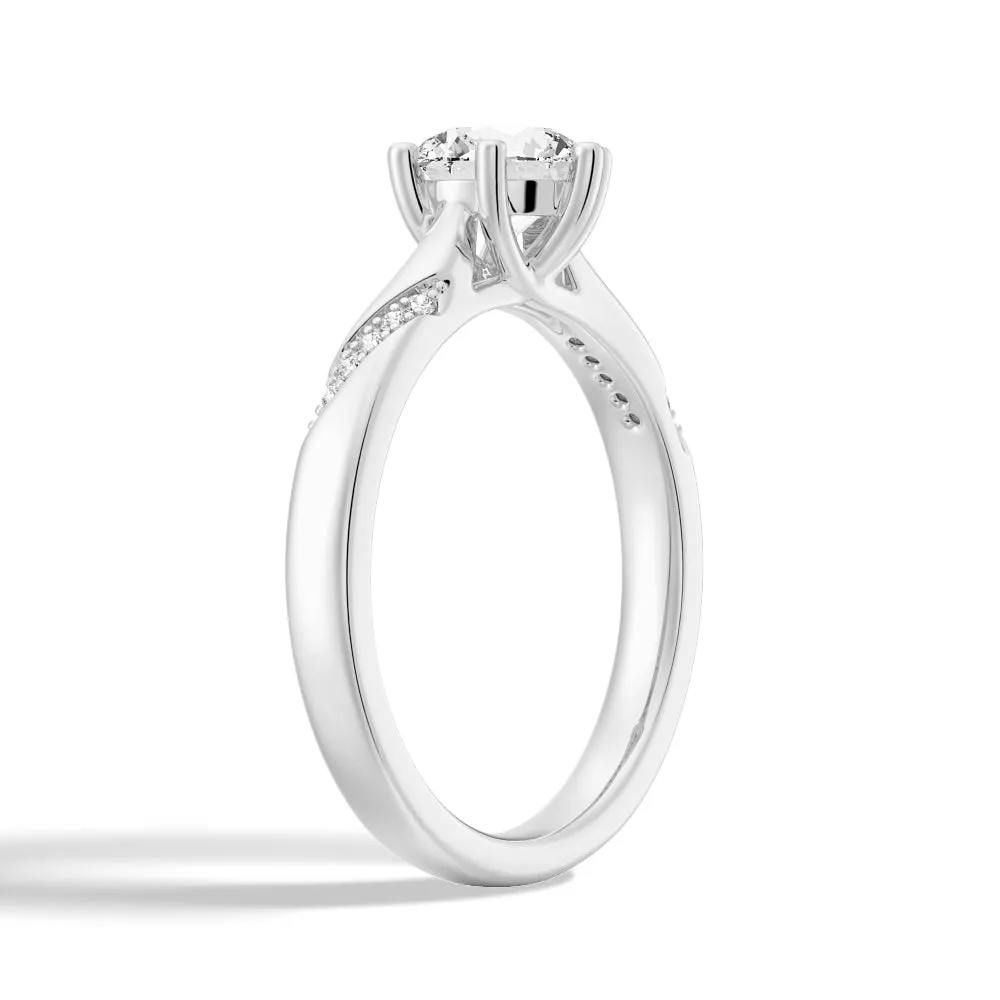 1 CT. Six-Prong Round Cut Engagement Ring with Side Stone sold by MSBLUE Jewelry product image thumbnail 2