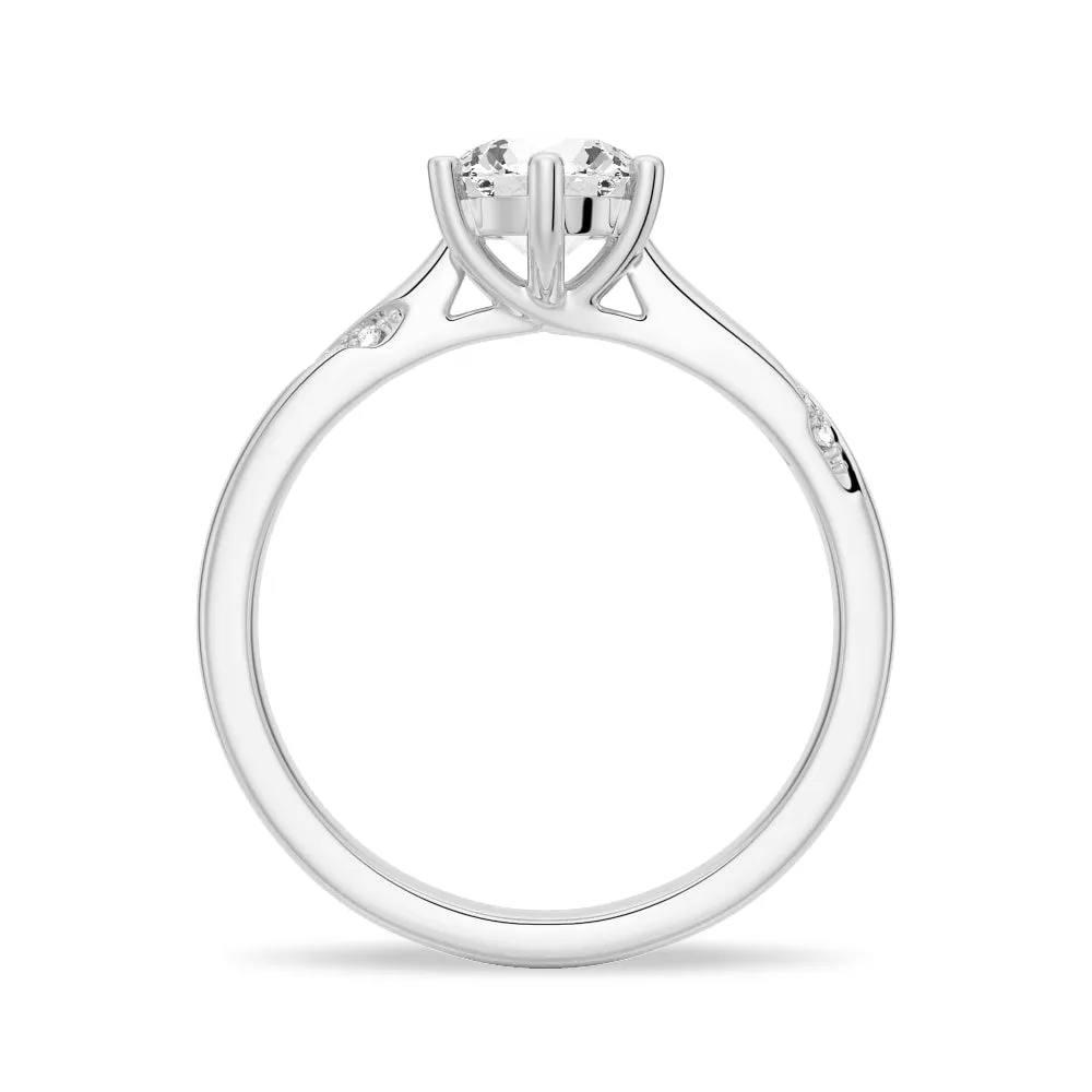 1 CT. Six-Prong Round Cut Engagement Ring with Side Stone sold by MSBLUE Jewelry product image thumbnail 4