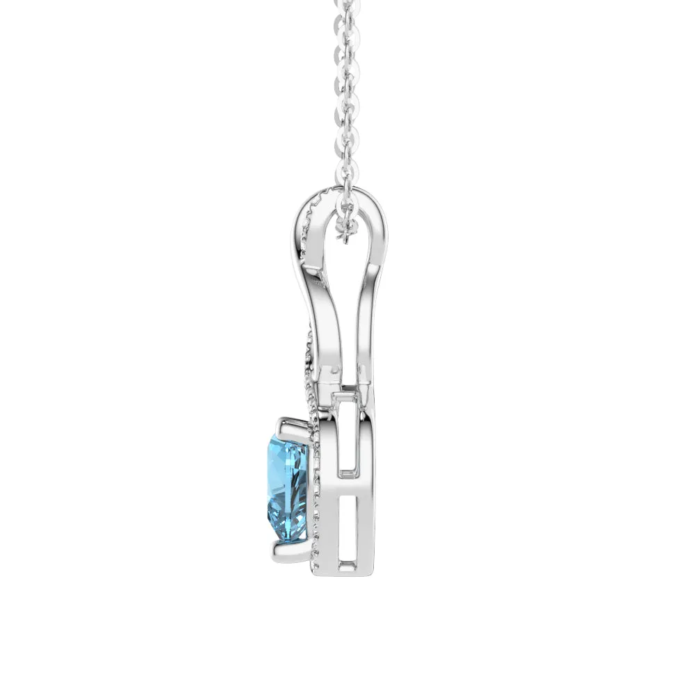 1.05 CT. Aquamarine Infinity Heart Pendant with Diamonds sold by MSBLUE Jewelry product image thumbnail 2