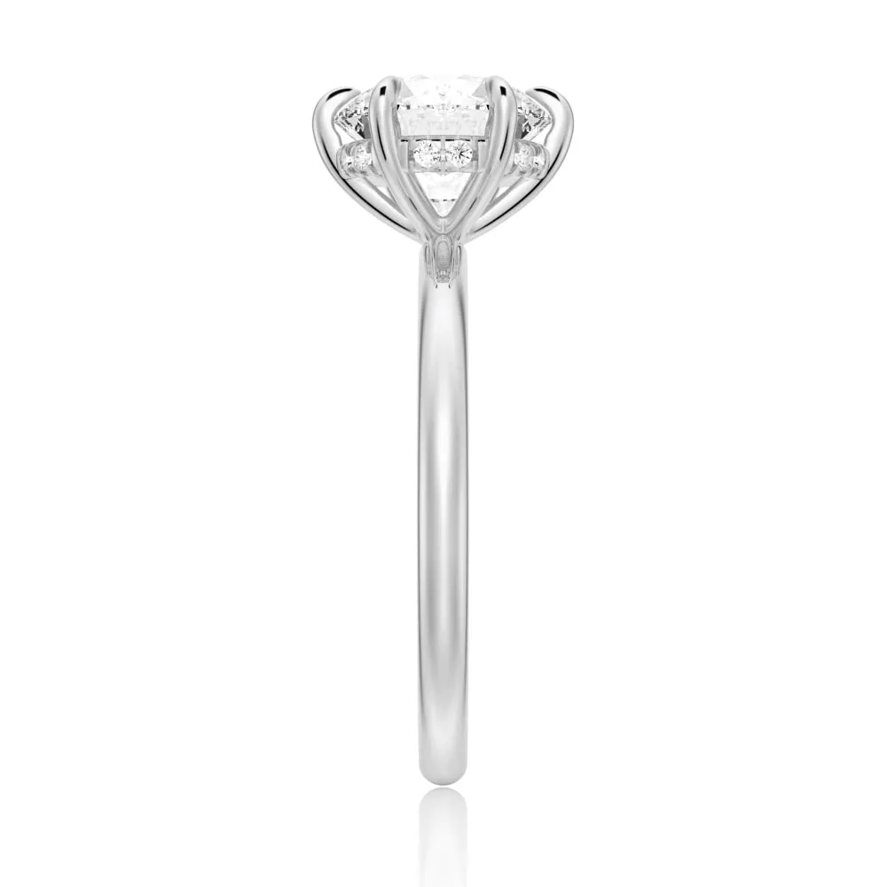 Six-Prong Solitaire Moissanite Engagement Ring With Hidden Halo sold by MSBLUE Jewelry product image thumbnail 5