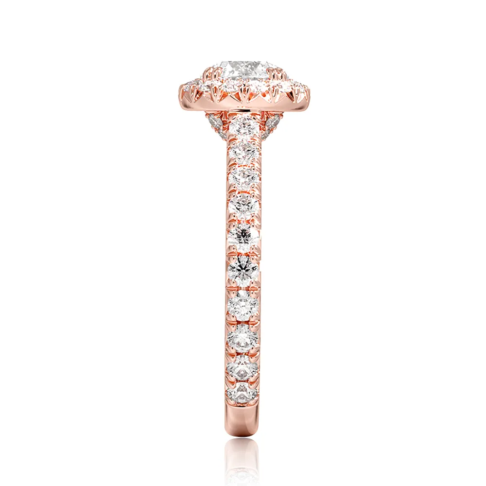 Luxe Double Prong Round Cut Halo Engagement Ring sold by MSBLUE Jewelry product image thumbnail 4